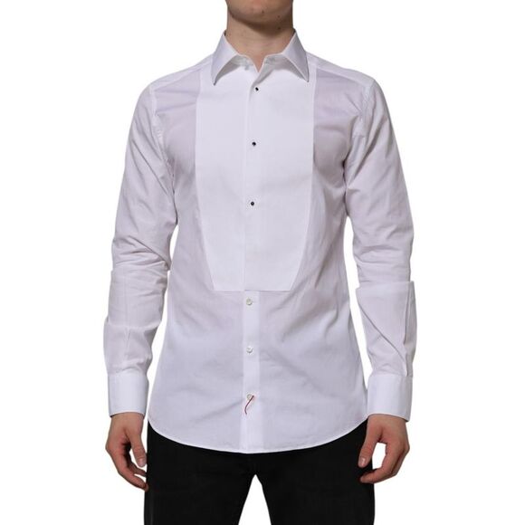 Dolce & Gabbana Bib Front Dress Shirt Men White Shirts